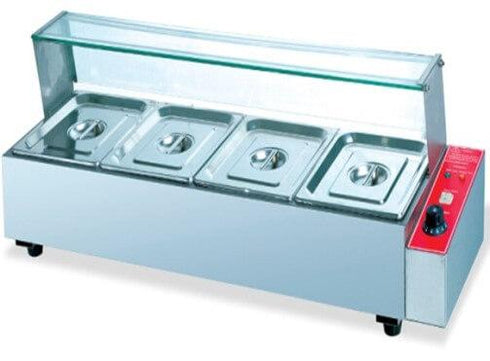 GATTO Electric 4-Div Bain Marie w/ Sneezegaurd - Incl. 4x GN1/2 & Lids